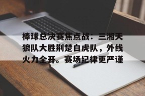 开云棋牌入门指南包含棒球总决赛焦点战：三湘天狼队大胜荆楚白虎队，外线火力全开。赛场纪律更严谨的词条